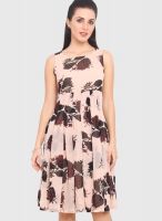 Urban Helsinki Peach Colored Printed Skater Dress