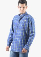 Vintage Blue Check Slim Fit Casual Shirt