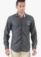 Vintage Dark Grey Slim Fit Casual Shirt