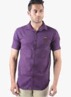 Vintage Purple Check Slim Fit Casual Shirt