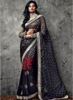 Vishal Black Embroidered Saree