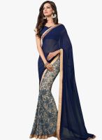 Vishal Navy Blue Printed Saree