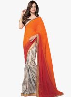 Vishal Orange Printed Saree