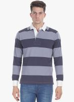 Zobello Dark Grey Striped Polo T-Shirt