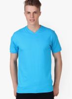 Aventura Outfitters Aqua Blue Solid V Neck T-Shirt