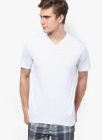 Aventura Outfitters White Solid V Neck T-Shirts