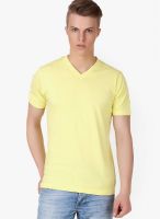 Aventura Outfitters Yellow Solid V Neck T-Shirt