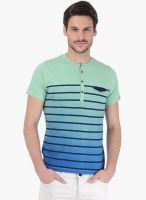 Basics Green Striped Polo T-Shirt