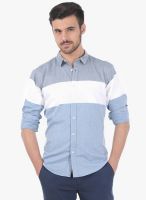 Basics Light Blue Solid Casual Shirt