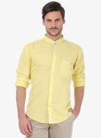 Basics Yellow Solid Slim Fit Casual Shirt