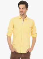 Basics Yellow Solid Slim Fit Casual Shirt