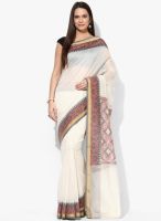 Bunkar White Printed Chanderi Cotton Saree