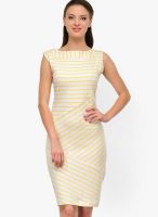 Color Cocktail Yellow Colored Printed Bodycon Dress