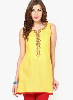 Divina Yellow Embroidered Kurtis