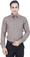 Euromens Men's Checkered Formal Brown Shirt