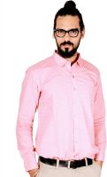 Flutter Men's Checkered Formal Pink Shirt