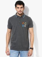French Connection Grey Solid Polo T-Shirts