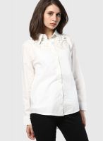 Ginger By Lifestyle White Solid Shirt