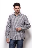Grasim Men's Checkered Formal Green Shirt