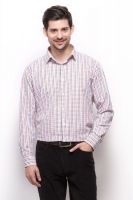 Grasim Men's Checkered Formal Red Shirt