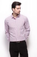 Grasim Men's Checkered Formal Red Shirt