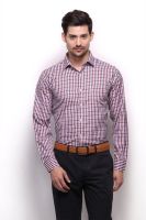 Grasim Men's Checkered Formal Red Shirt