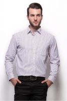 Grasim Men's Striped Formal Maroon Shirt