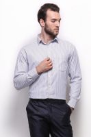 Grasim Men's Striped Formal Blue Shirt