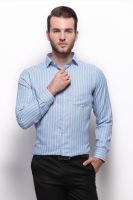 Grasim Men's Striped Formal Green Shirt