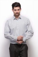 Grasim Men's Striped Formal Black Shirt