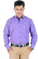 Horse Villa Men's Solid Formal Purple Shirt
