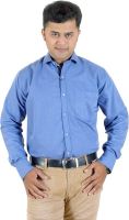 Horse Villa Men's Solid Formal Blue Shirt
