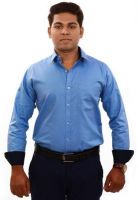 Iconic Men's Solid Formal Blue Shirt