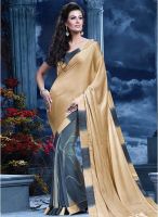 Inddus Beige Printed Saree