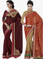 Indian Women By Bahubali Pack Of 2 Multicoloured Embroidered Saree