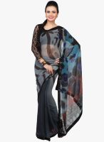 Jashn Black Printed Saree