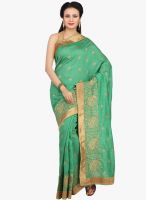 Jashn Green Embroidered Saree