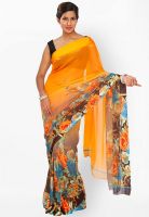 Jashn Orange Printed Saree