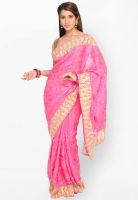 Jashn Pink Embroidered Saree