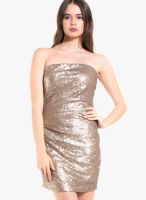 Kazo Golden Colored Embellished Bodycon Dress