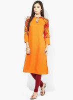 La Firangi Orange Solid Kurti