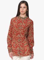 Label Ritu Kumar Maroon Printed Shirt