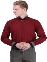 Lamode Men's Solid Formal Maroon Shirt