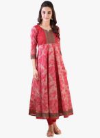 Libas Red Embroidered Kurta