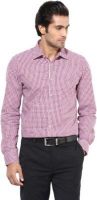 London Bridge Men's Checkered Formal Purple Shirt