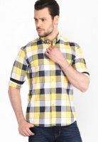 Mark Taylor Checked Yellow Casual Shirt