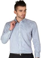 Modo Men's Striped Formal Blue Shirt