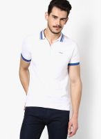 Mufti White Solid Polo T-Shirts