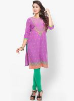 Mytri Purple Printed Kurta