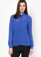 New Look New Look Blue Long Sleeve Chiffon Shirt